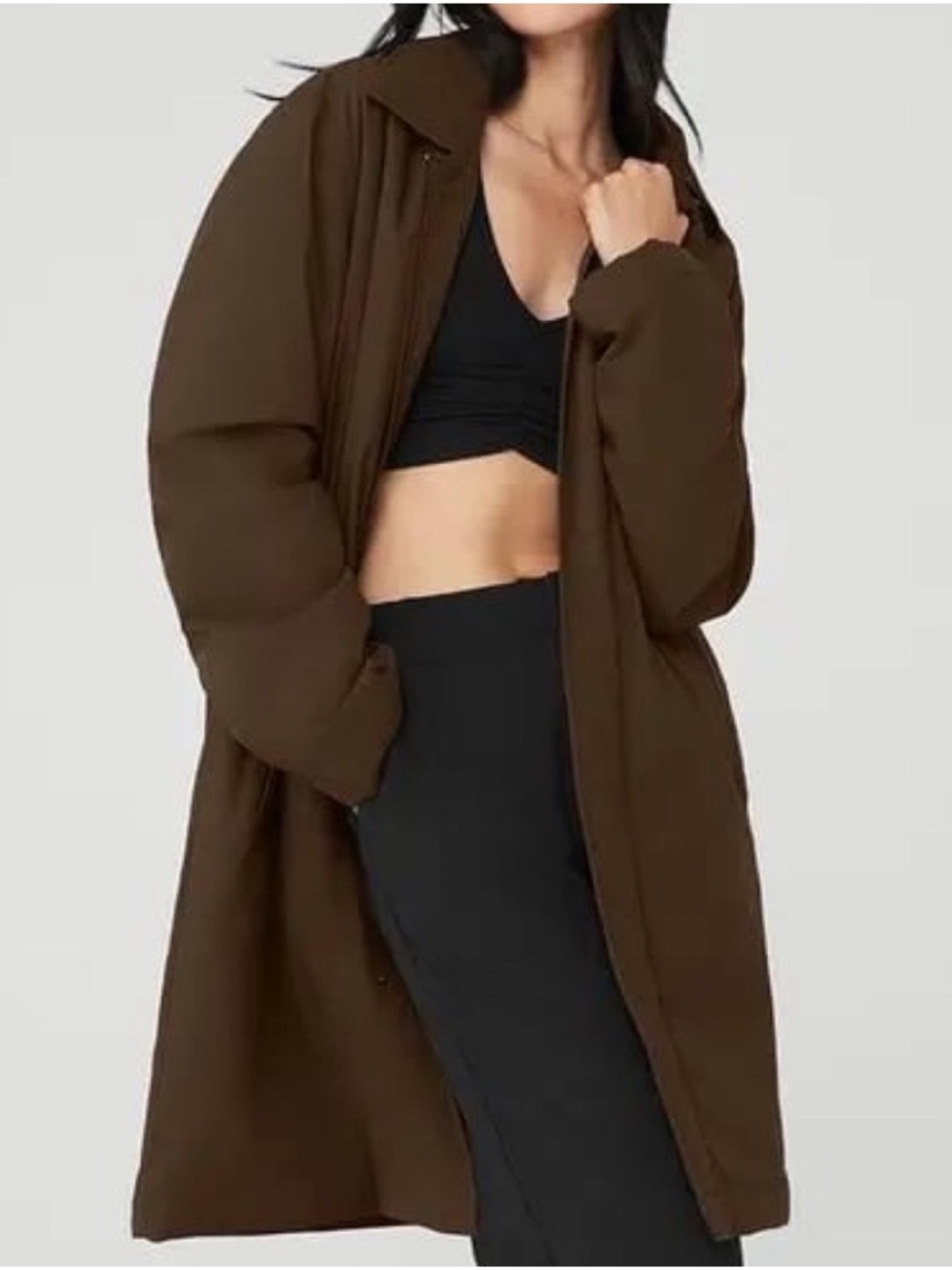 Alo Yoga Signature Overcoat size XXS in Espresso Brown